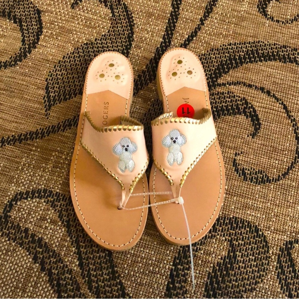 NWOT Jack Rogers Limited Edition Dog Collection Poodle Embroidered Leather 11